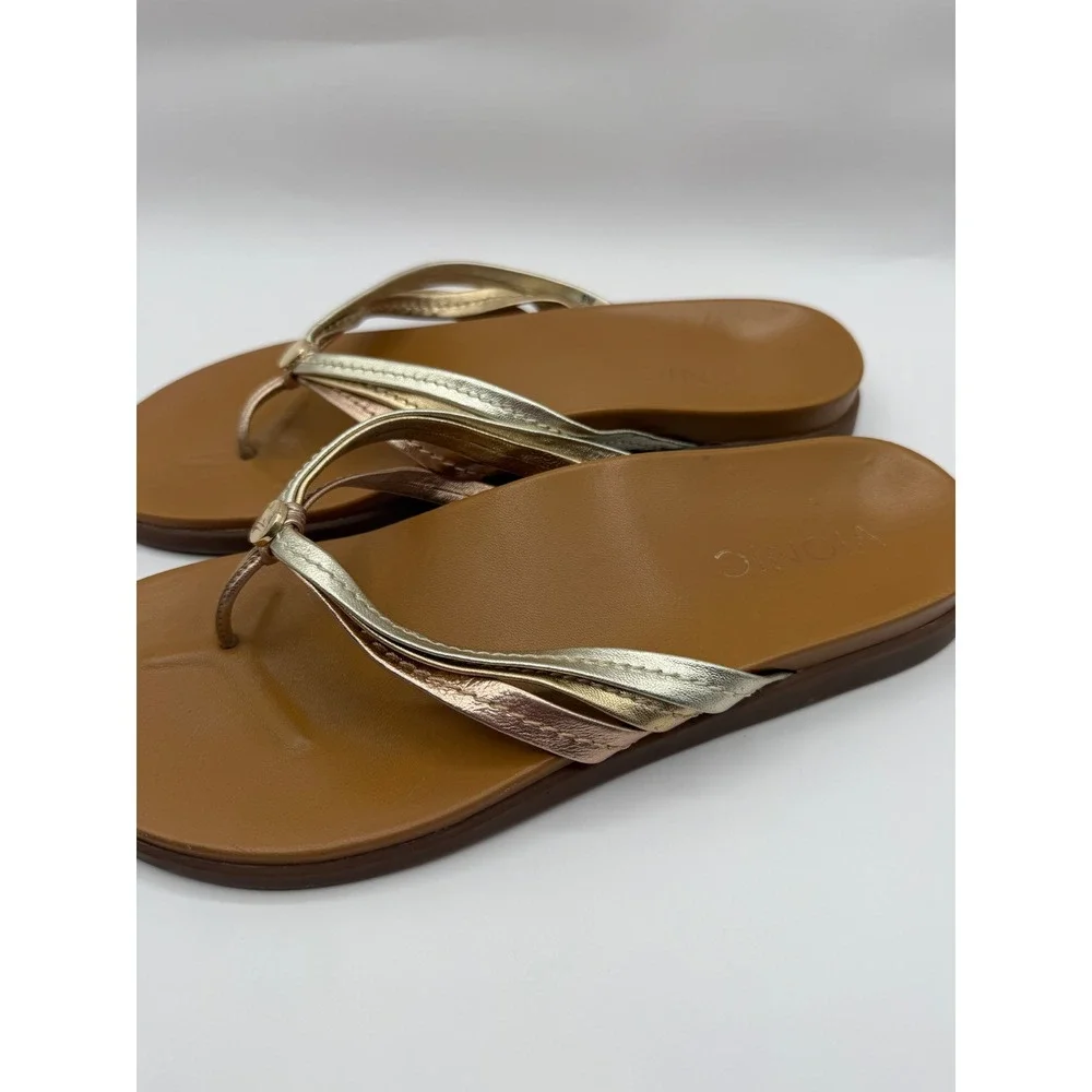 Vionic Palm Catalina Thong Sandals Womens 9M Metallic Gold Rose‎ Gold Flip Flop
